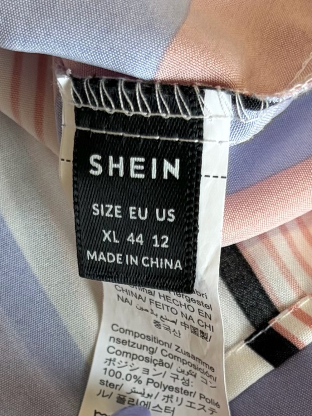 SHEIN Pastel Multistripe Round-Neck Blouse - Pink, Blue & White - Picture 3 of 3